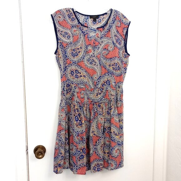 J. Crew Silk Paisley Smocked Waist Dress - Picture 1 of 10